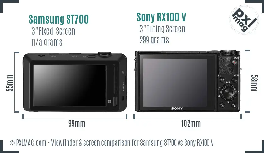 Samsung ST700 vs Sony RX100 V Screen and Viewfinder comparison