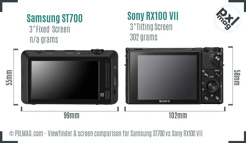 Samsung ST700 vs Sony RX100 VII Screen and Viewfinder comparison