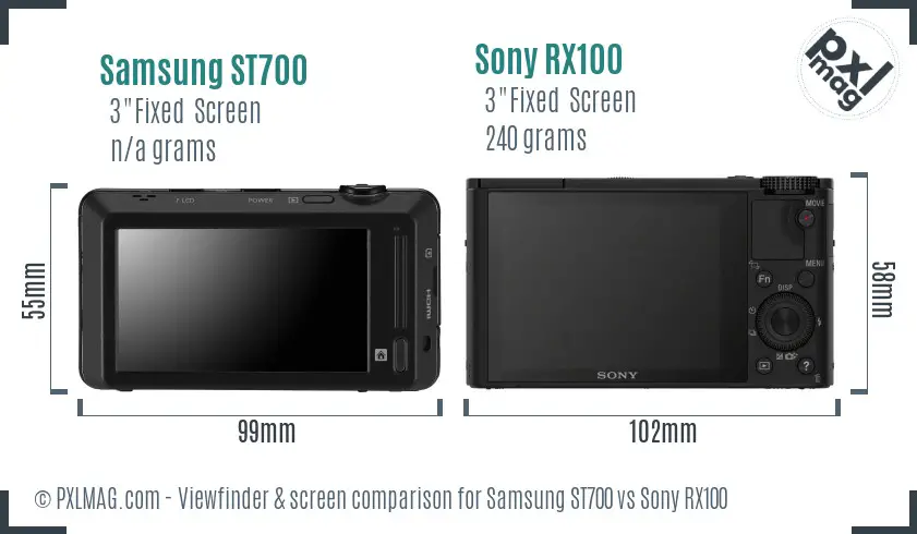 Samsung ST700 vs Sony RX100 Screen and Viewfinder comparison