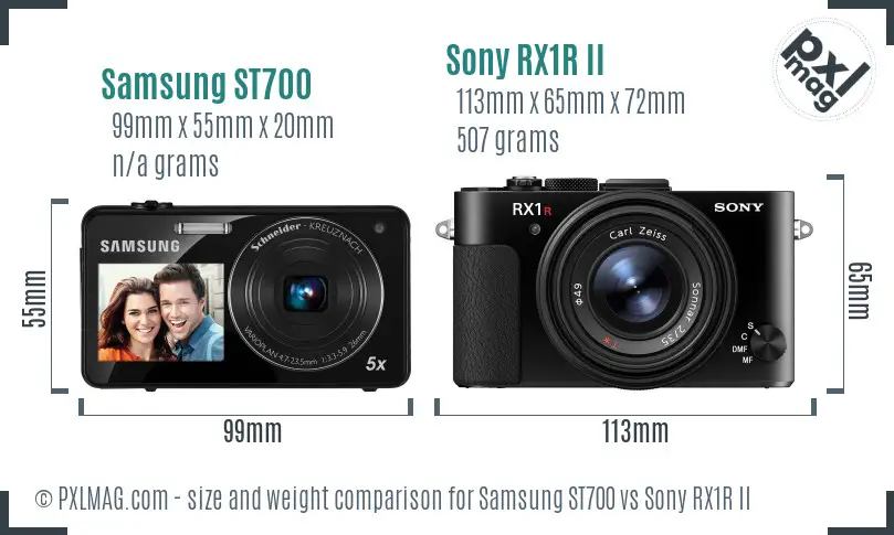 Samsung ST700 vs Sony RX1R II size comparison