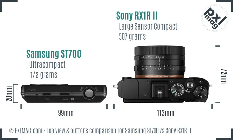 Samsung ST700 vs Sony RX1R II top view buttons comparison