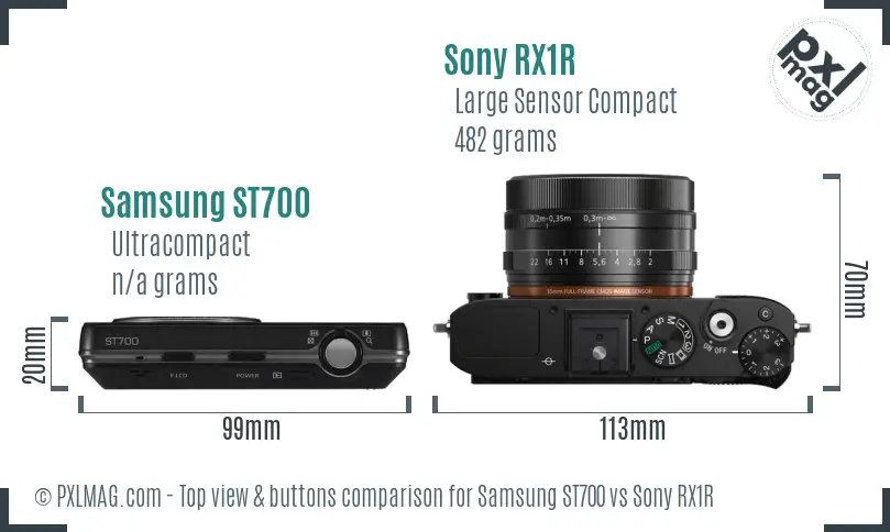 Samsung ST700 vs Sony RX1R top view buttons comparison