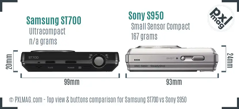 Samsung ST700 vs Sony S950 top view buttons comparison