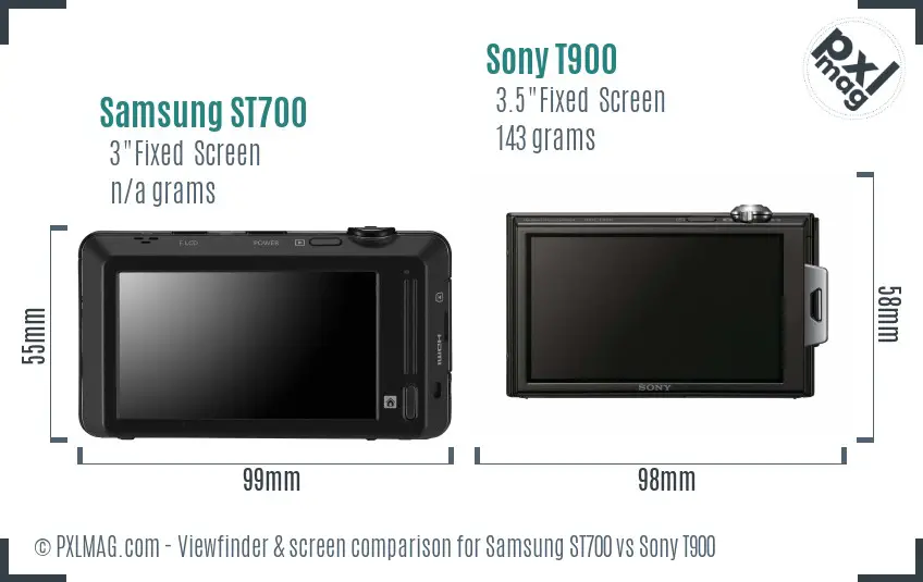 Samsung ST700 vs Sony T900 Screen and Viewfinder comparison