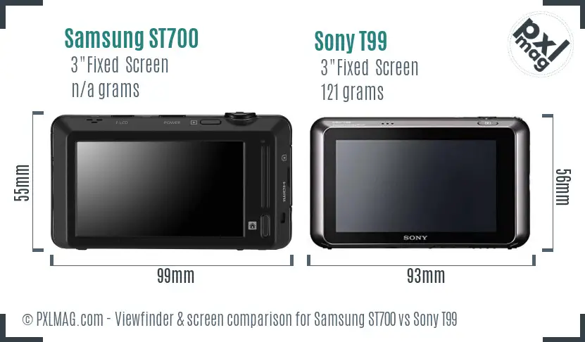 Samsung ST700 vs Sony T99 Screen and Viewfinder comparison