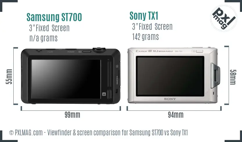 Samsung ST700 vs Sony TX1 Screen and Viewfinder comparison