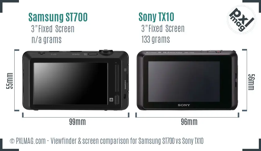 Samsung ST700 vs Sony TX10 Screen and Viewfinder comparison