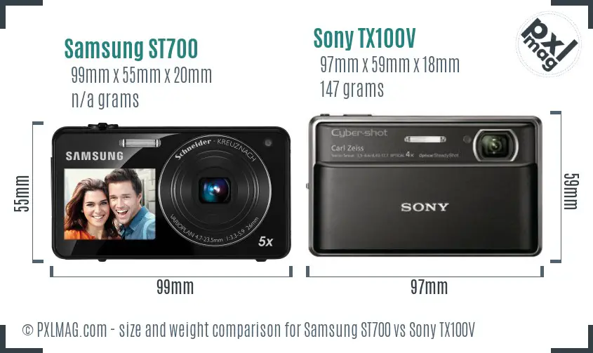 Samsung ST700 vs Sony TX100V size comparison Samsung ST700 vs Sony TX100V size comparison