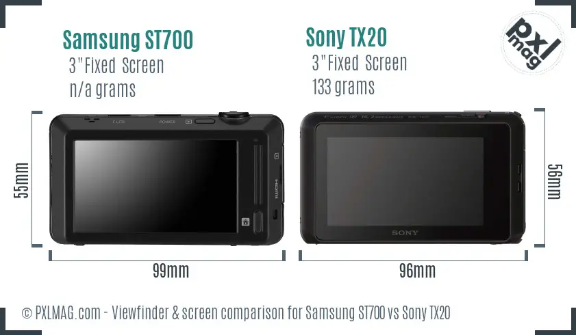 Samsung ST700 vs Sony TX20 Screen and Viewfinder comparison