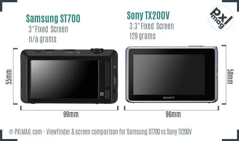 Samsung ST700 vs Sony TX200V Screen and Viewfinder comparison