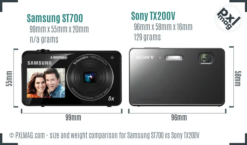 Samsung ST700 vs Sony TX200V size comparison