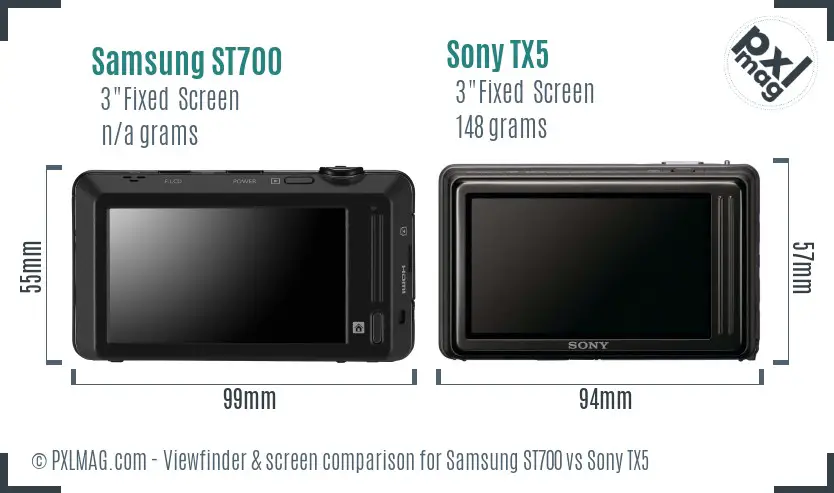 Samsung ST700 vs Sony TX5 Screen and Viewfinder comparison
