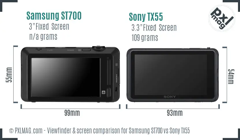 Samsung ST700 vs Sony TX55 Screen and Viewfinder comparison