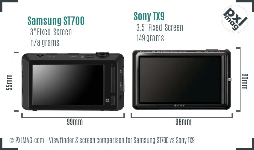 Samsung ST700 vs Sony TX9 Screen and Viewfinder comparison Samsung ST700 vs Sony TX9 Screen and Viewfinder comparison