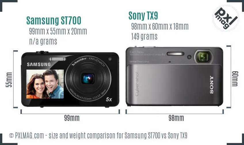 Samsung ST700 vs Sony TX9 size comparison Samsung ST700 vs Sony TX9 size comparison
