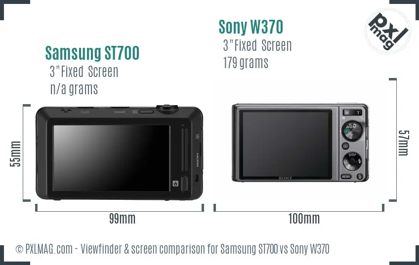Samsung ST700 vs Sony W370 Screen and Viewfinder comparison