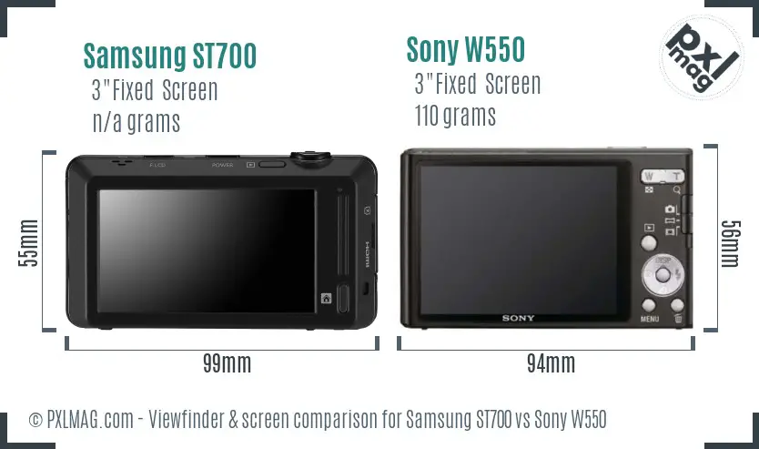 Samsung ST700 vs Sony W550 Screen and Viewfinder comparison Samsung ST700 vs Sony W550 Screen and Viewfinder comparison