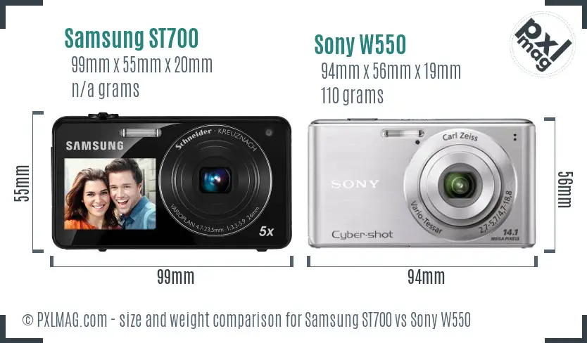 Samsung ST700 vs Sony W550 size comparison Samsung ST700 vs Sony W550 size comparison