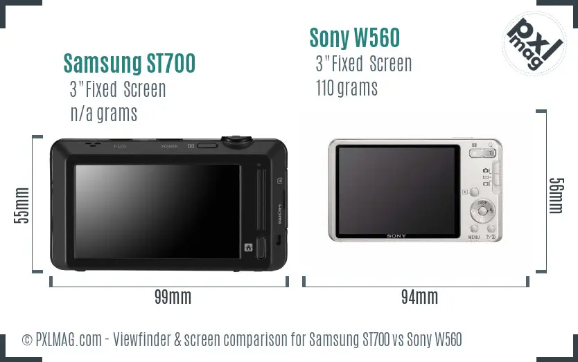 Samsung ST700 vs Sony W560 Screen and Viewfinder comparison