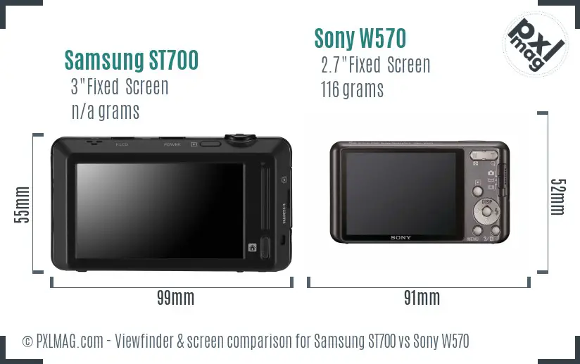 Samsung ST700 vs Sony W570 Screen and Viewfinder comparison