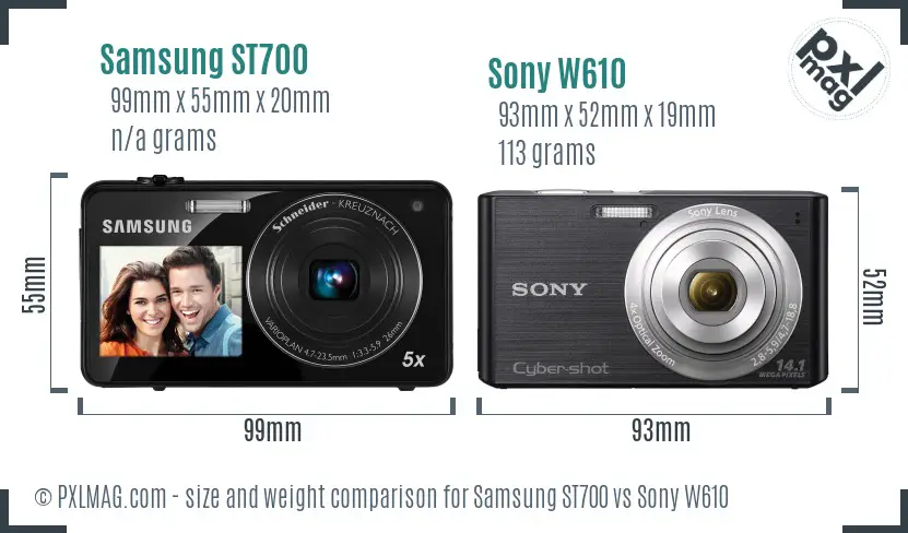 Samsung ST700 vs Sony W610 size comparison Samsung ST700 vs Sony W610 size comparison