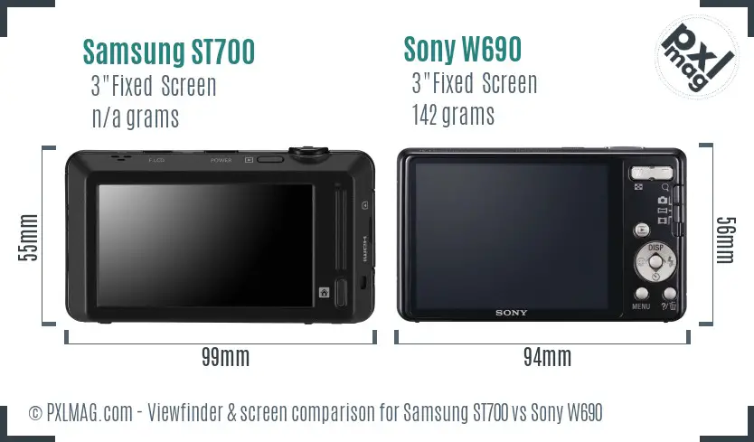 Samsung ST700 vs Sony W690 Screen and Viewfinder comparison
