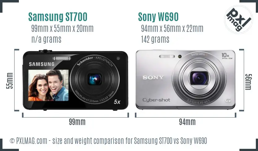 Samsung ST700 vs Sony W690 size comparison
