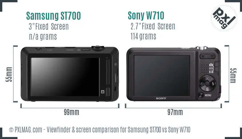 Samsung ST700 vs Sony W710 Screen and Viewfinder comparison