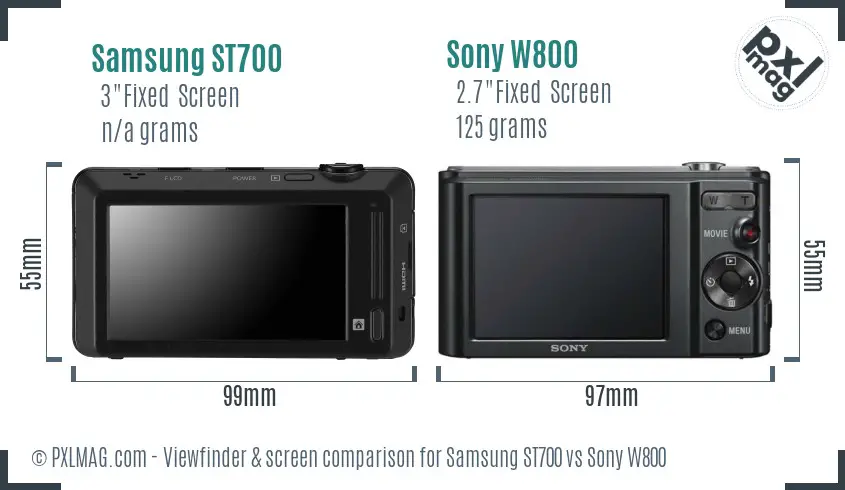 Samsung ST700 vs Sony W800 Screen and Viewfinder comparison