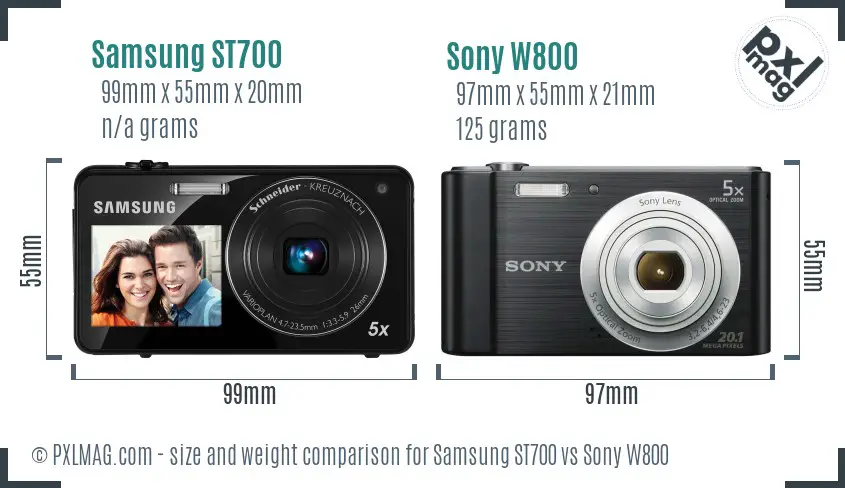 Samsung ST700 vs Sony W800 size comparison