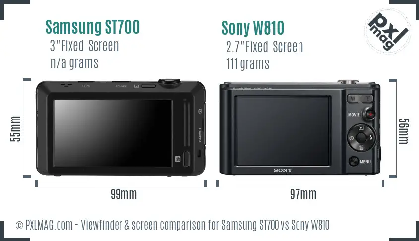 Samsung ST700 vs Sony W810 Screen and Viewfinder comparison Samsung ST700 vs Sony W810 Screen and Viewfinder comparison