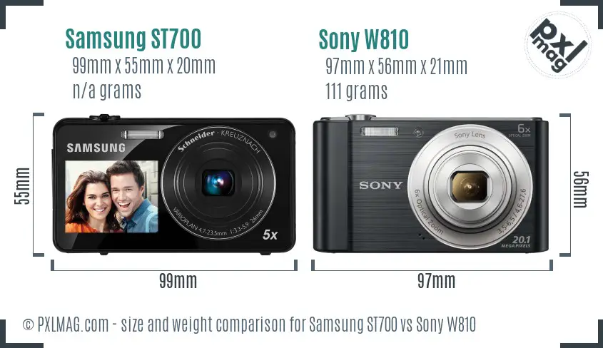 Samsung ST700 vs Sony W810 size comparison Samsung ST700 vs Sony W810 size comparison