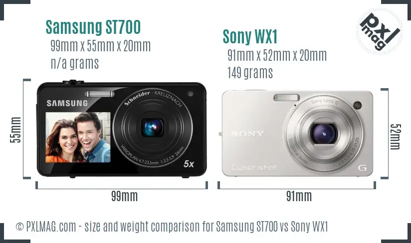 Samsung ST700 vs Sony WX1 size comparison Samsung ST700 vs Sony WX1 size comparison