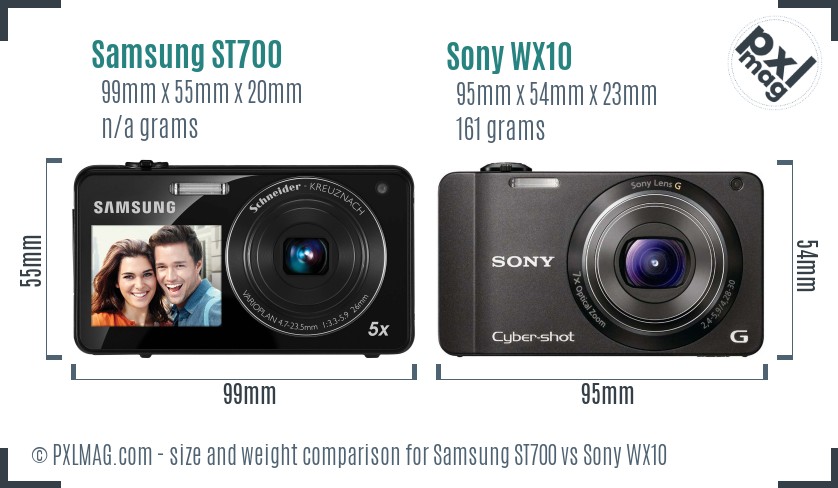 Samsung ST700 vs Sony WX10 size comparison