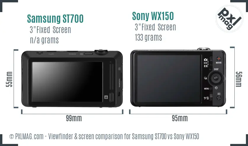 Samsung ST700 vs Sony WX150 Screen and Viewfinder comparison Samsung ST700 vs Sony WX150 Screen and Viewfinder comparison