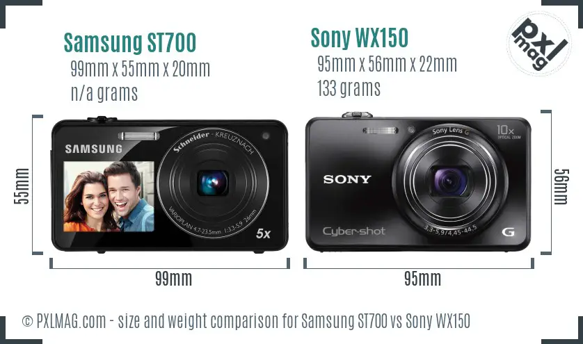 Samsung ST700 vs Sony WX150 size comparison Samsung ST700 vs Sony WX150 size comparison