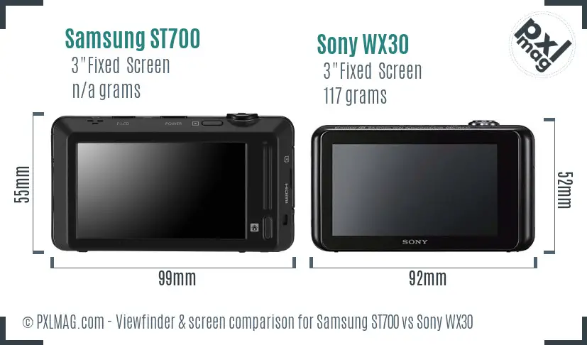 Samsung ST700 vs Sony WX30 Screen and Viewfinder comparison