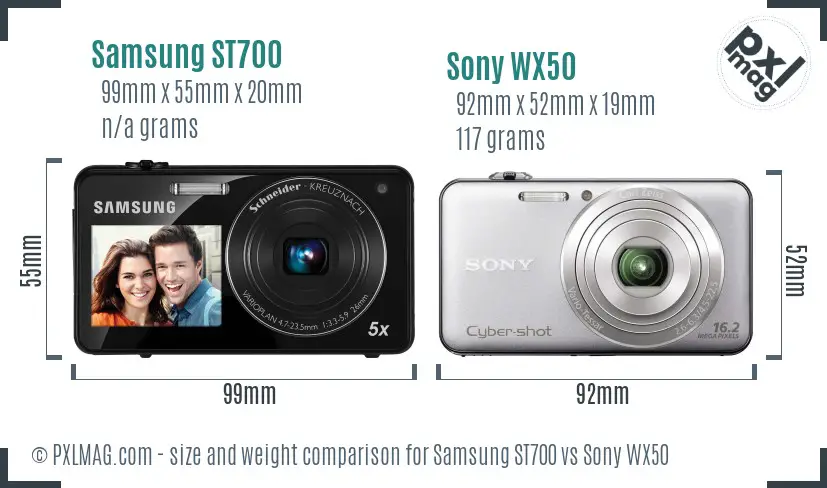 Samsung ST700 vs Sony WX50 size comparison Samsung ST700 vs Sony WX50 size comparison