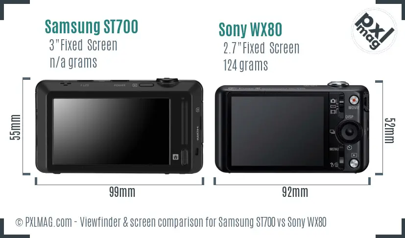 Samsung ST700 vs Sony WX80 Screen and Viewfinder comparison
