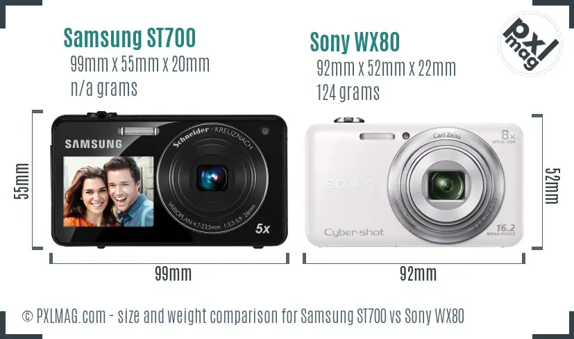 Samsung ST700 vs Sony WX80 size comparison
