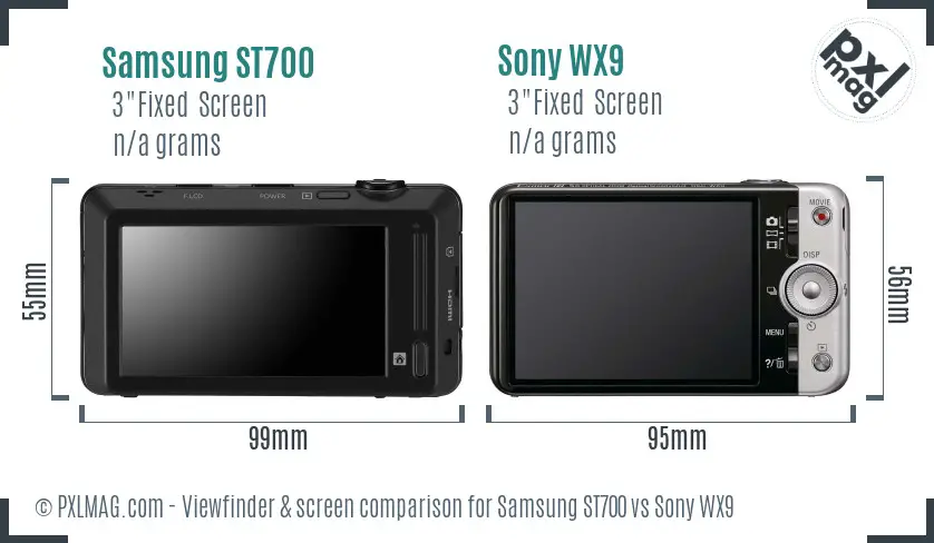 Samsung ST700 vs Sony WX9 Screen and Viewfinder comparison