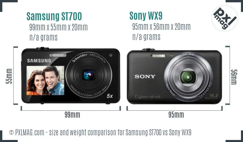 Samsung ST700 vs Sony WX9 size comparison
