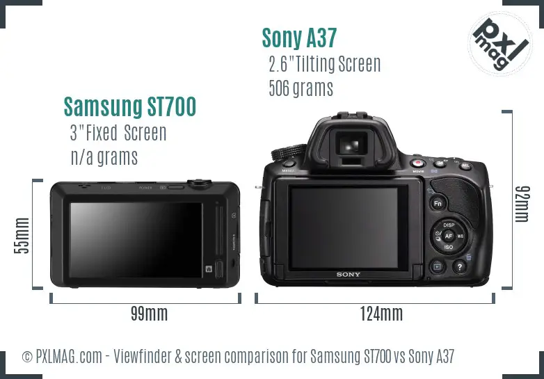 Samsung ST700 vs Sony A37 Screen and Viewfinder comparison