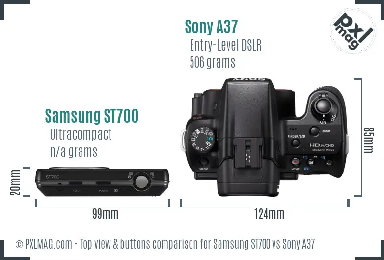 Samsung ST700 vs Sony A37 top view buttons comparison