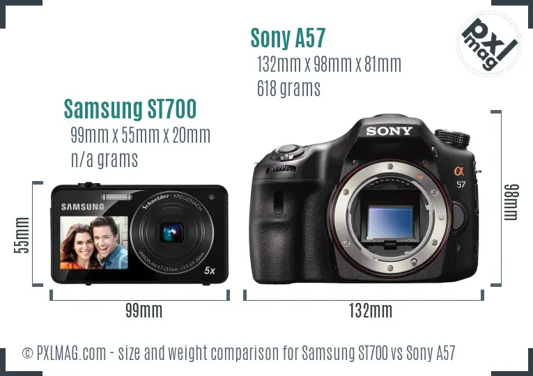 Samsung ST700 vs Sony A57 size comparison Samsung ST700 vs Sony A57 size comparison