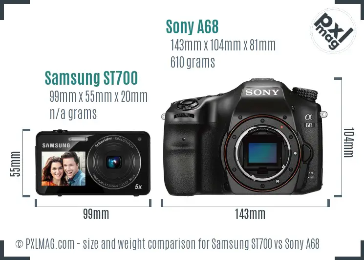 Samsung ST700 vs Sony A68 size comparison