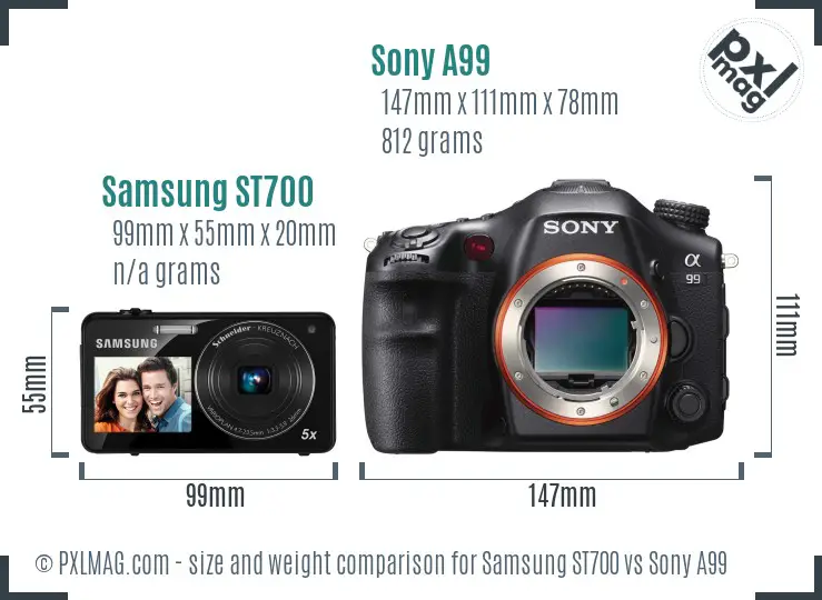 Samsung ST700 vs Sony A99 size comparison Samsung ST700 vs Sony A99 size comparison
