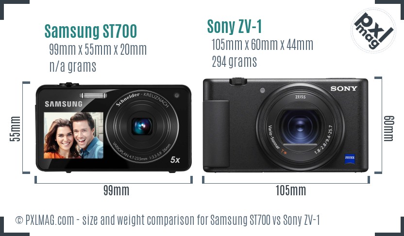 Samsung ST700 vs Sony ZV-1 size comparison Samsung ST700 vs Sony ZV-1 size comparison