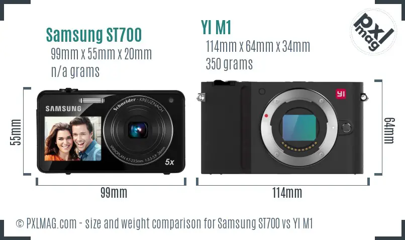 Samsung ST700 vs YI M1 size comparison Samsung ST700 vs YI M1 size comparison