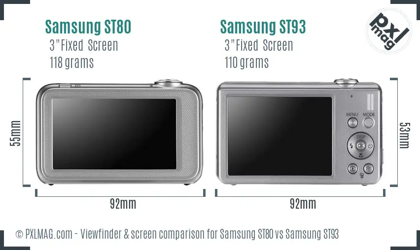 Samsung ST80 vs Samsung ST93 Screen and Viewfinder comparison